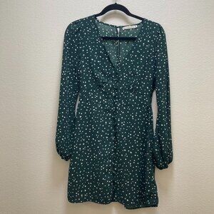 Abercombrie & Fitch Retro Green Long Sleeve Small Cocktail V Neck Fully Lined